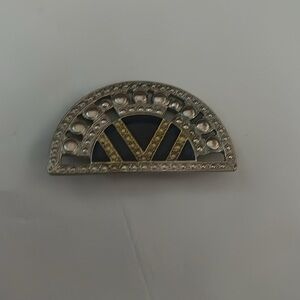 Vintage Art Deco PIERRE BEX style metal & enamel BROOCH